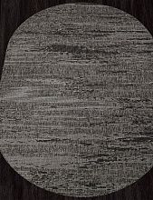 Пушистый круглый ковер-циновка KAIR S143 BLACK-GRAY Овал