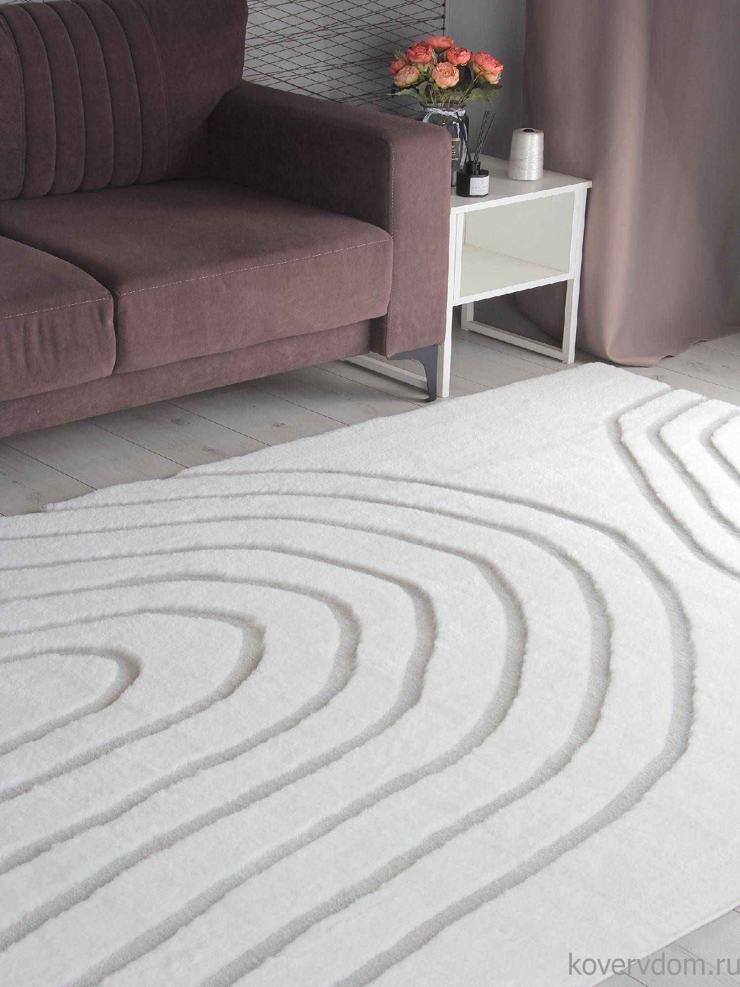 Ковер из искусственного меха RABBIT CARVING PX4002 CREAM / GREY