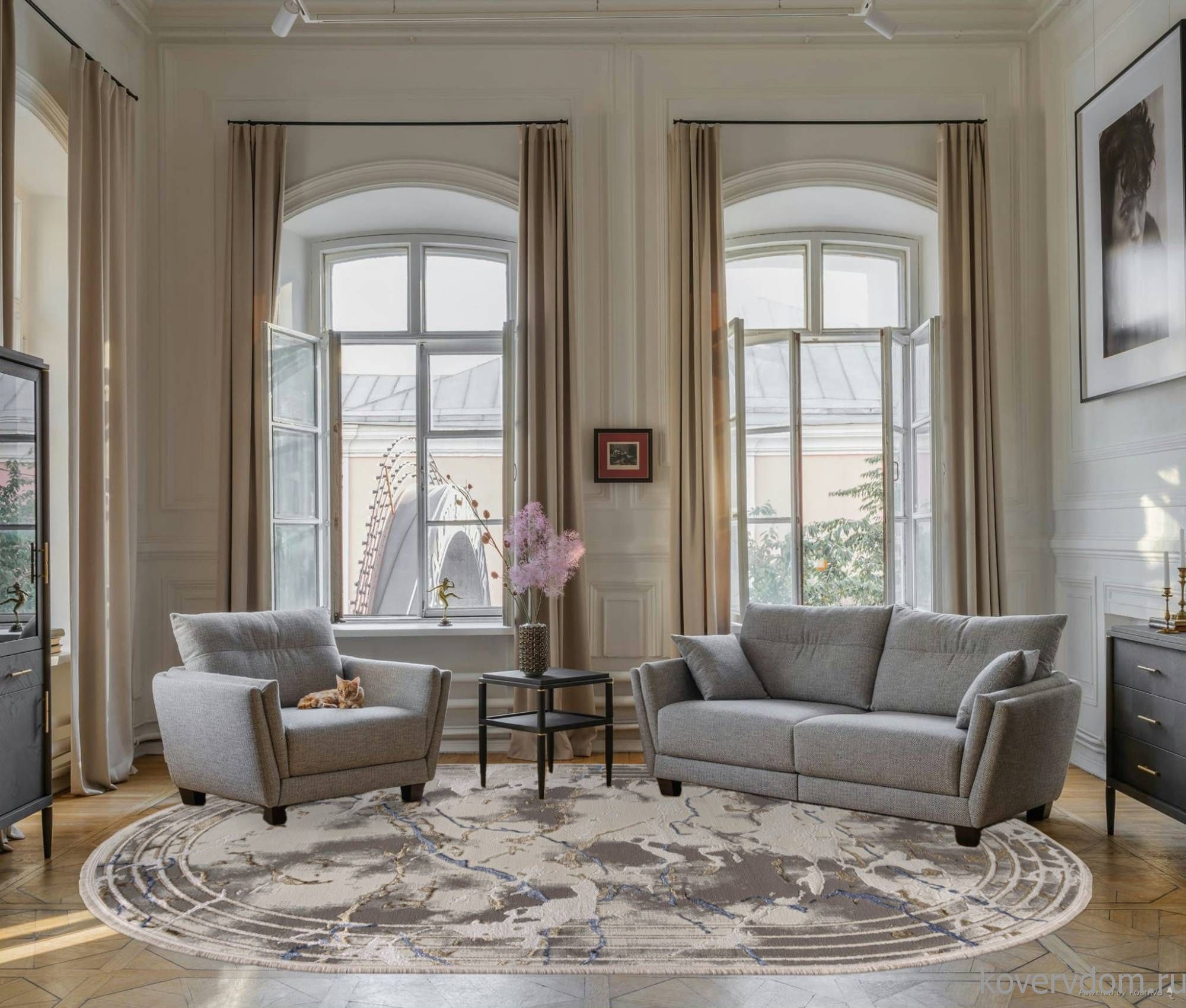 Ковер ESSA 27243A GRY / BLUE Овал Ковер ESSA 27243A GRY / BLUE Овал